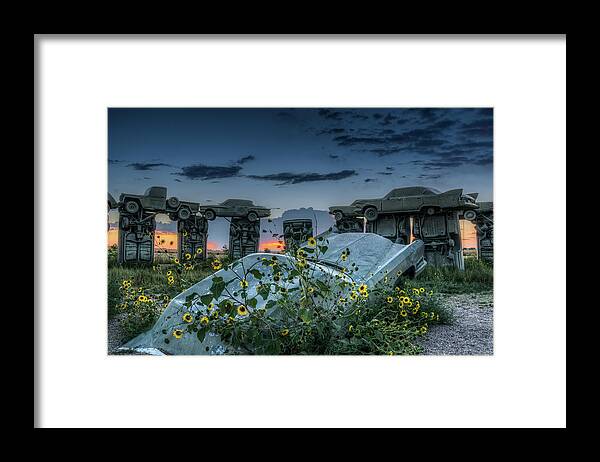 Alliance Framed Print featuring the photograph Carhenge, Alter STone by John Strong