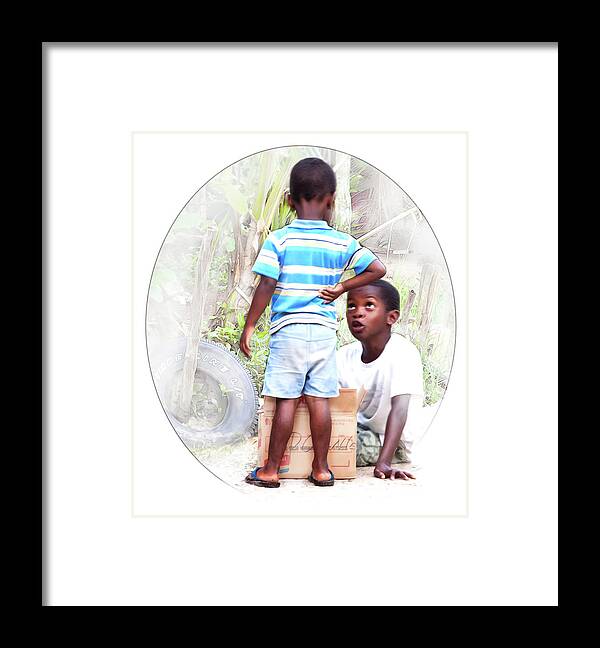 Photo Illustration Framed Print featuring the digital art Caribbean kids illustration by Tatiana Travelways