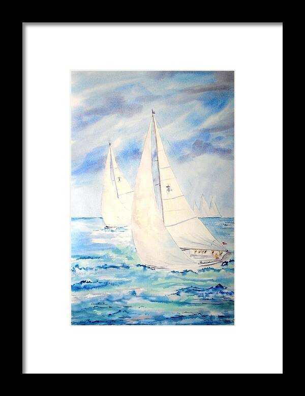 Sailing Framed Print featuring the painting Caribbean Racing by Diane Kirk