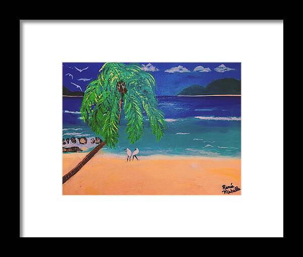 Seascapes Framed Print featuring the painting Caribbean Shores by Renee Michelle Wenker