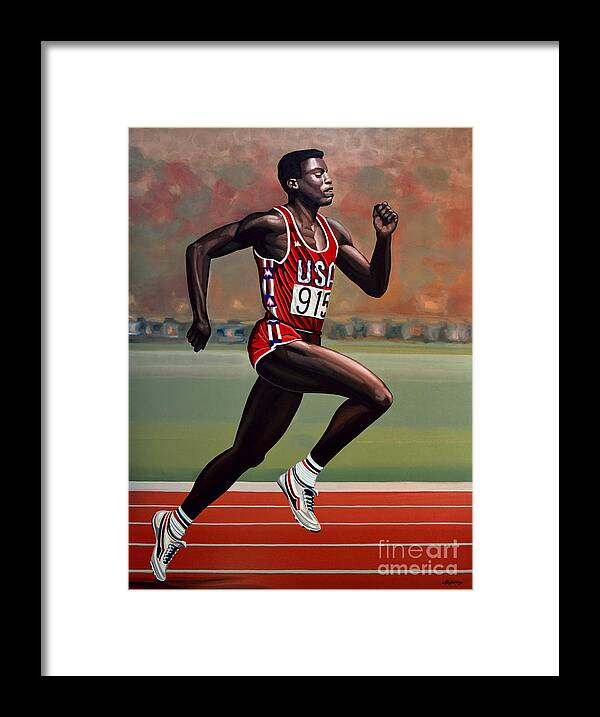 Carl Lewis Framed Print featuring the painting Carl Lewis by Paul Meijering