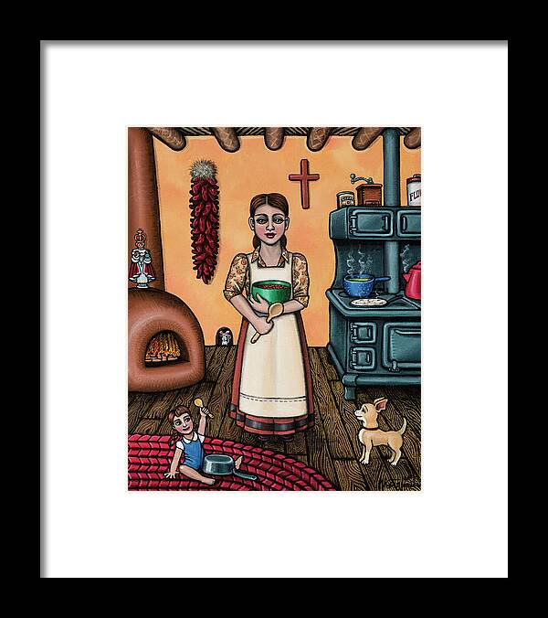 Kitchen Art Framed Print featuring the painting Carmelitas Kitchen Art by Victoria De Almeida