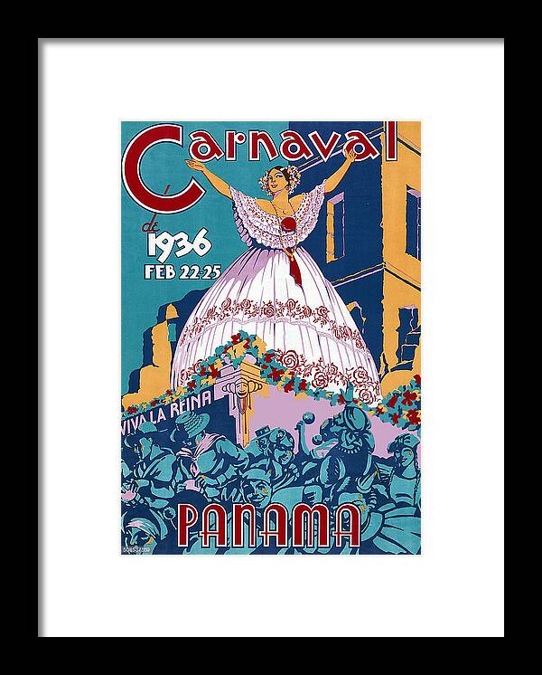 Carnival Framed Print featuring the painting Carnival in Panama, woman on terrace by Long Shot
