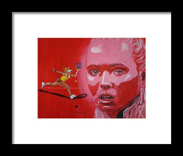 Tennis Framed Print featuring the painting Caroline Wozniacki by Quwatha Valentine