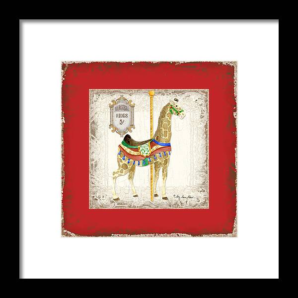 Carousel Framed Print featuring the painting Carousel Dreams - Giraffe by Audrey Jeanne Roberts