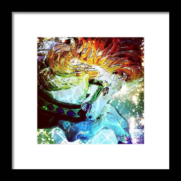 Carousel Horse Framed Print featuring the digital art Carousel Fire by Patty Vicknair