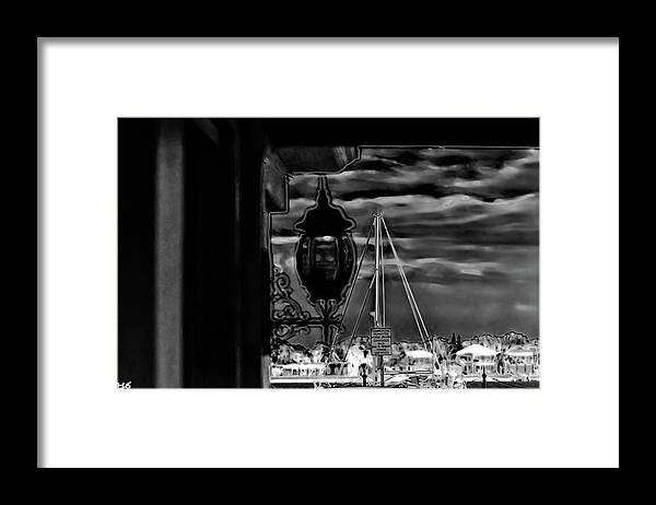 Bayfront Framed Print featuring the photograph Carriage Sign by Lamplight by Gina O'Brien