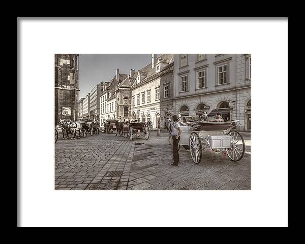 Austria Framed Print featuring the photograph Carriages back to Stephanplatz by Roberto Pagani