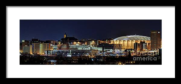 Skyline Framed Print featuring the photograph Carrier Dome and Syracuse Skyline Panoramic View by Rod Best