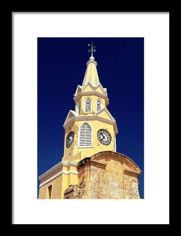 Cartagena Clock Tower Monument Framed Print featuring the photograph Cartagena Clock Tower Monument by John Rizzuto