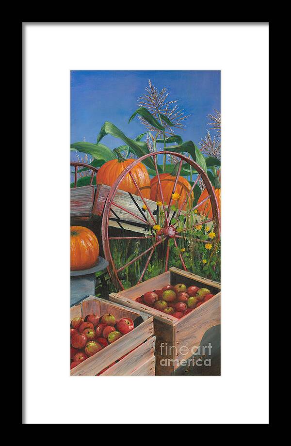 Autumn Framed Print featuring the painting Cartloads of Pumpkins by Jeanette French