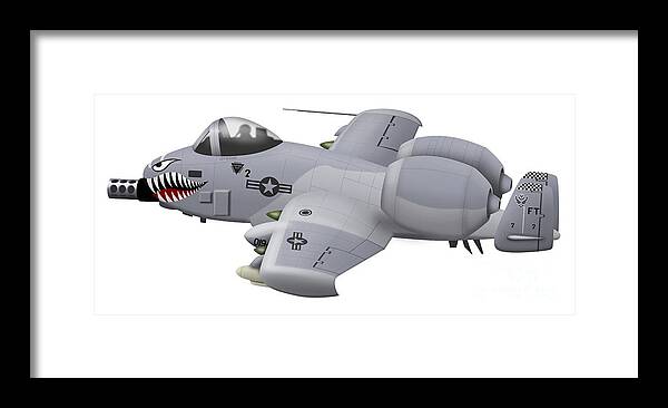 Vector Framed Print featuring the digital art Cartoon Illustration Of An A-10 by Inkworm