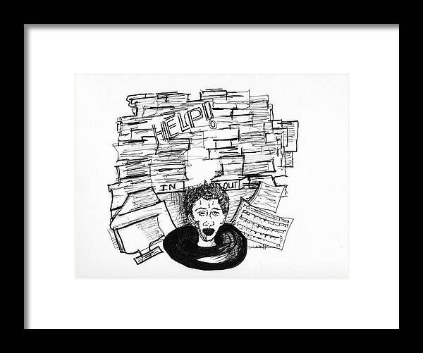 Cartoons Framed Print featuring the drawing Cartoon Inbox by Michelle Gilmore