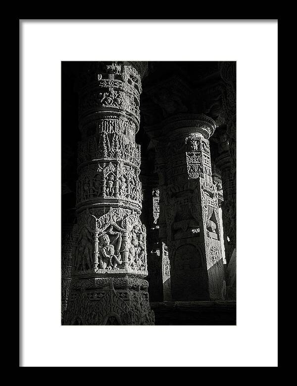 Carved Framed Print featuring the photograph Carved pillars by Hitendra SINKAR