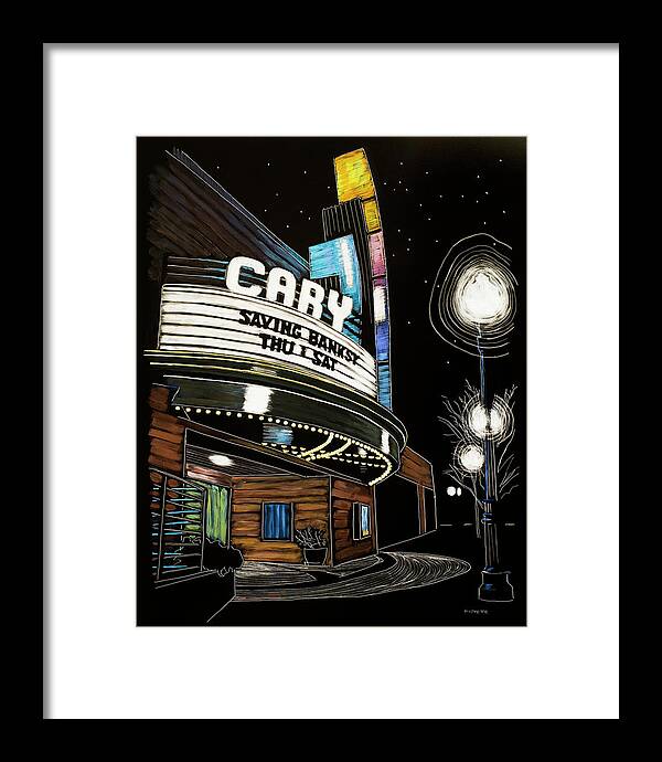 Cary Framed Print featuring the mixed media Cary Theater by Tommy Midyette