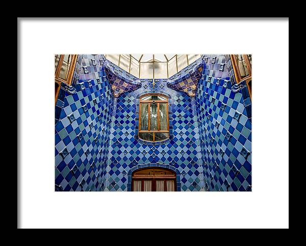 Architecture Framed Print featuring the photograph Casa Batllo Gaudi Patio Window by Adam Rainoff