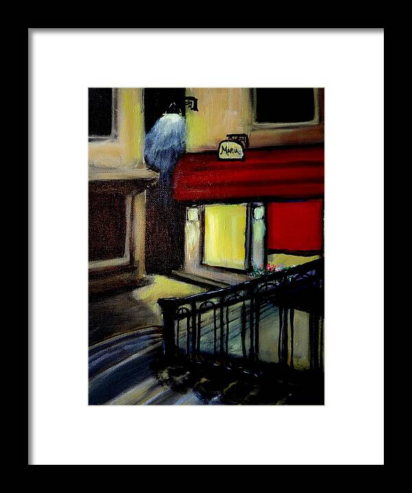 Venice Framed Print featuring the painting Casa Maria Venice Street at Night by Katy Hawk