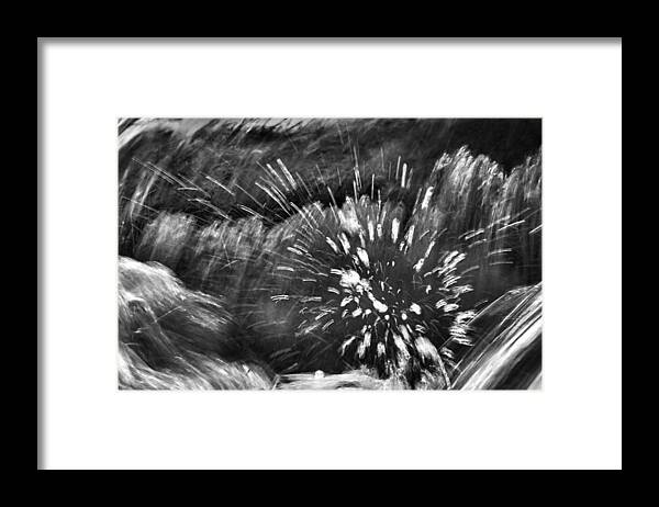 Abstract Framed Print featuring the photograph Cascade Abstract - Black and White by Stuart Litoff