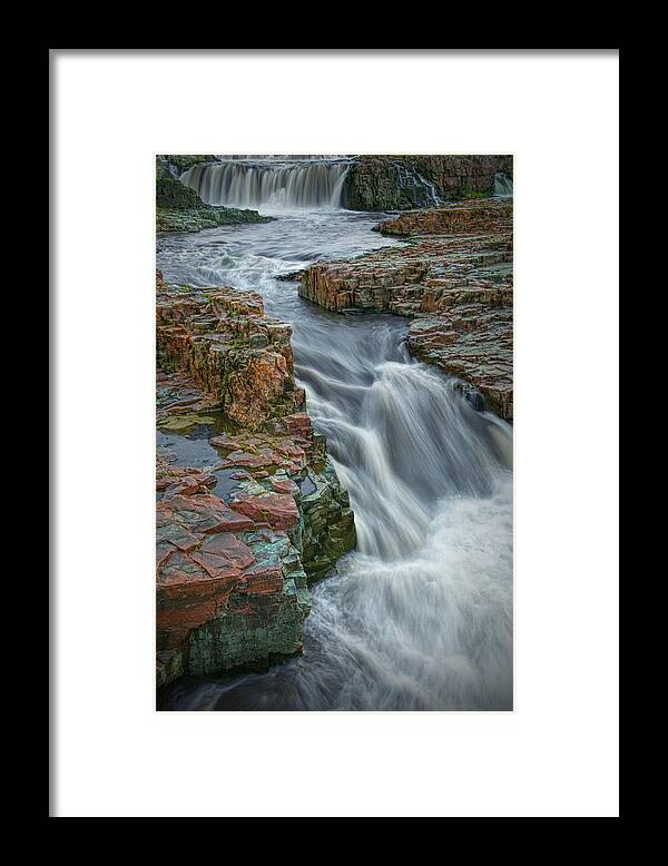 Midwest Framed Print featuring the photograph Cascading Waterfalls in Falls Park Sioux Falls by Randall Nyhof