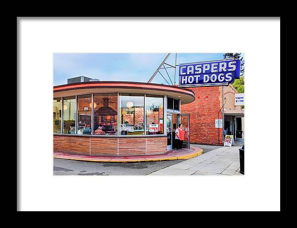 Caspers Hot Dogs Framed Print featuring the photograph Caspers Hot Dogs Hayward California by Kathy Anselmo