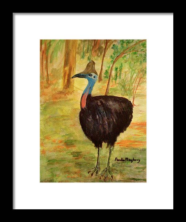 Large Bird Framed Print featuring the painting Cassowary Bird by Paula Maybery