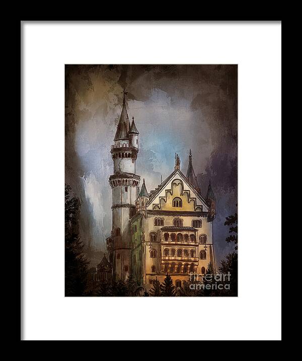 Castle Framed Print featuring the painting Castle Neuschwanstein by Andrzej Szczerski