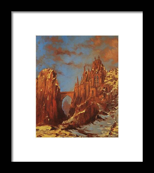 Fantasy Framed Print featuring the painting Castle of the Mountain King by Tom Shropshire
