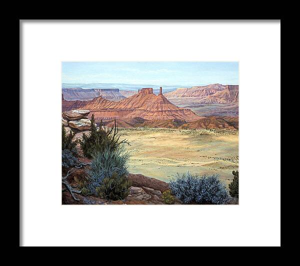 Landscape Framed Print featuring the painting Castle Rock IV by Page Holland