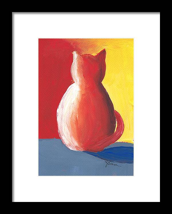 Abstract Cat Framed Print featuring the painting Cat #2 by Elise Boam