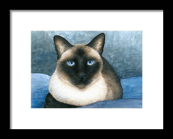 Cat Framed Print featuring the painting Cat 547 Siamese by Lucie Dumas