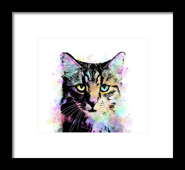 Cat Framed Print featuring the painting Cat 618 by Lucie Dumas