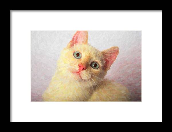 Cat Framed Print featuring the painting Cat by Prince Andre Faubert