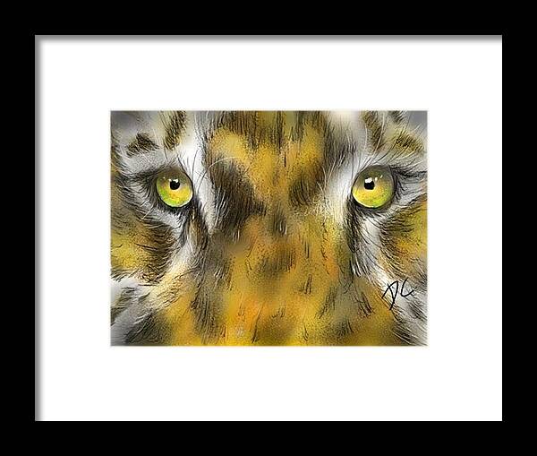 Cat Framed Print featuring the digital art Cat eyes by Darren Cannell