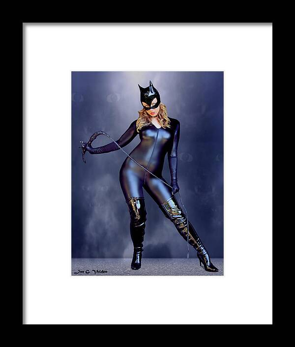 Cat Woman Framed Print featuring the photograph Cat In The Mist by Jon Volden