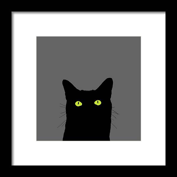 Cat Framed Print featuring the digital art Cat Looking Up by Garaga Designs