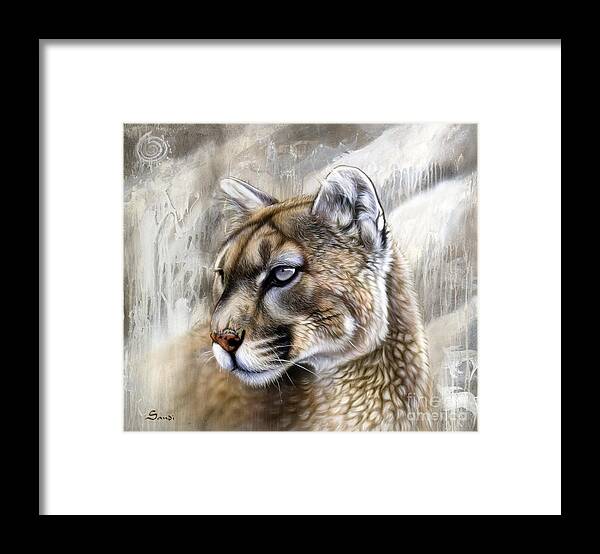 Acrylic Framed Print featuring the painting Catamount by Sandi Baker
