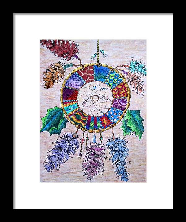 Dreamcatchers Framed Print featuring the drawing Catcher of Dreams by Megan Walsh