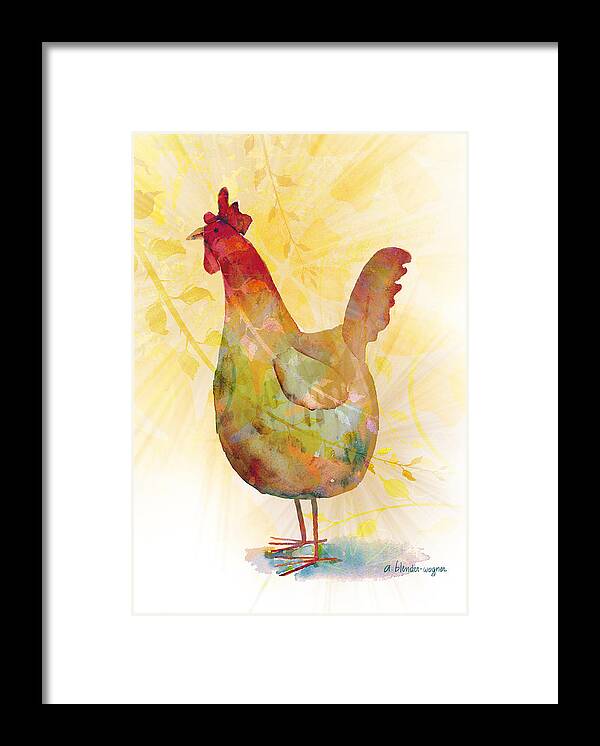 Rooster Framed Print featuring the mixed media Catching Some Rays by Arline Wagner