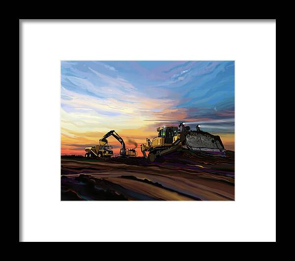 Construction Framed Print featuring the painting Caterpillars in the Field by Brad Burns