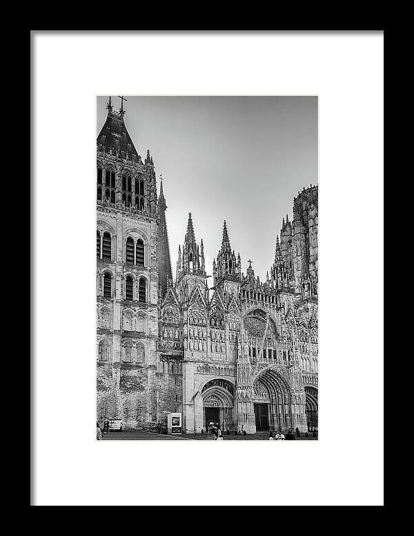 Europe Framed Print featuring the digital art Cathedral in Rouen France by Carol Ailles