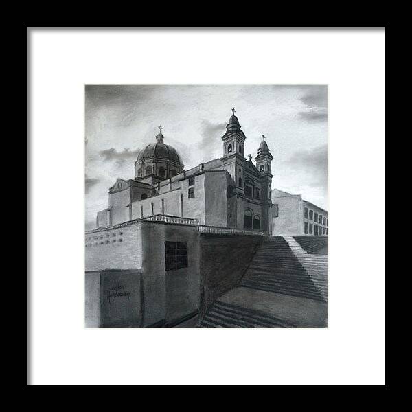 Church Framed Print featuring the drawing Iglesia de San Antonio by Jordan Henderson