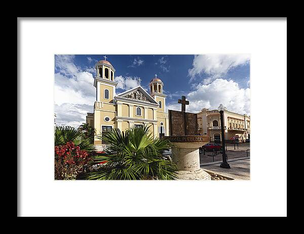 Columbus Square Framed Print featuring the photograph Cathedral of Mayaguez by George Oze