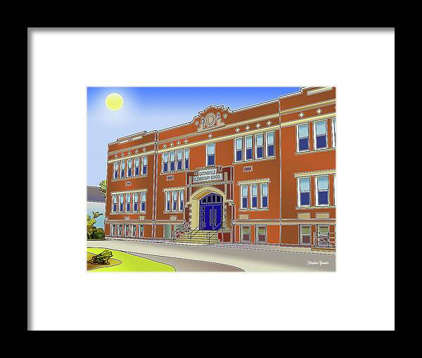 Catonsville Framed Print featuring the digital art Catonsville Elementary School by Stephen Younts