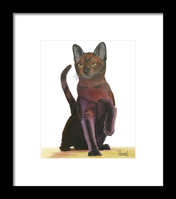 Cat Framed Print featuring the painting Cats Meow by Ferrel Cordle