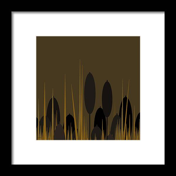 Cattails Framed Print featuring the digital art Cattails by Val Arie