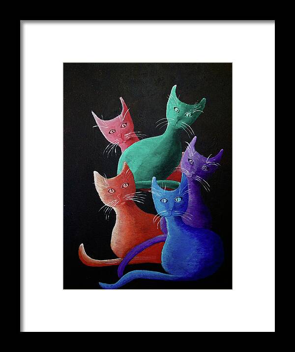Cats Framed Print featuring the painting Catz Catz Catz by April Burton