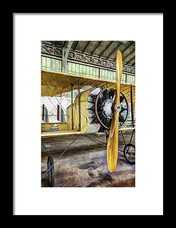 Caudron G3 Framed Print featuring the photograph Caudron G3 Propeller and Cockpit - Vintage by Weston Westmoreland