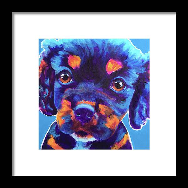 Pet Portrait Framed Print featuring the painting Cavalier King Charles Spaniel - Baby by Dawg Painter