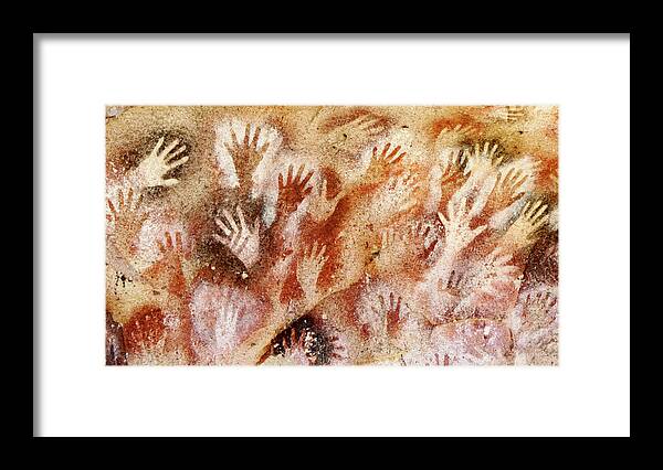 Cave Of The Hands Framed Print featuring the digital art Cave of the Hands - Cueva de las Manos by Weston Westmoreland