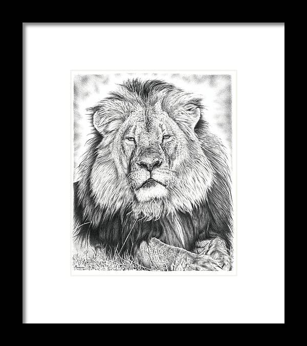 Cecil The Lion Framed Print featuring the drawing Cecil The Lion by Casey 'Remrov' Vormer